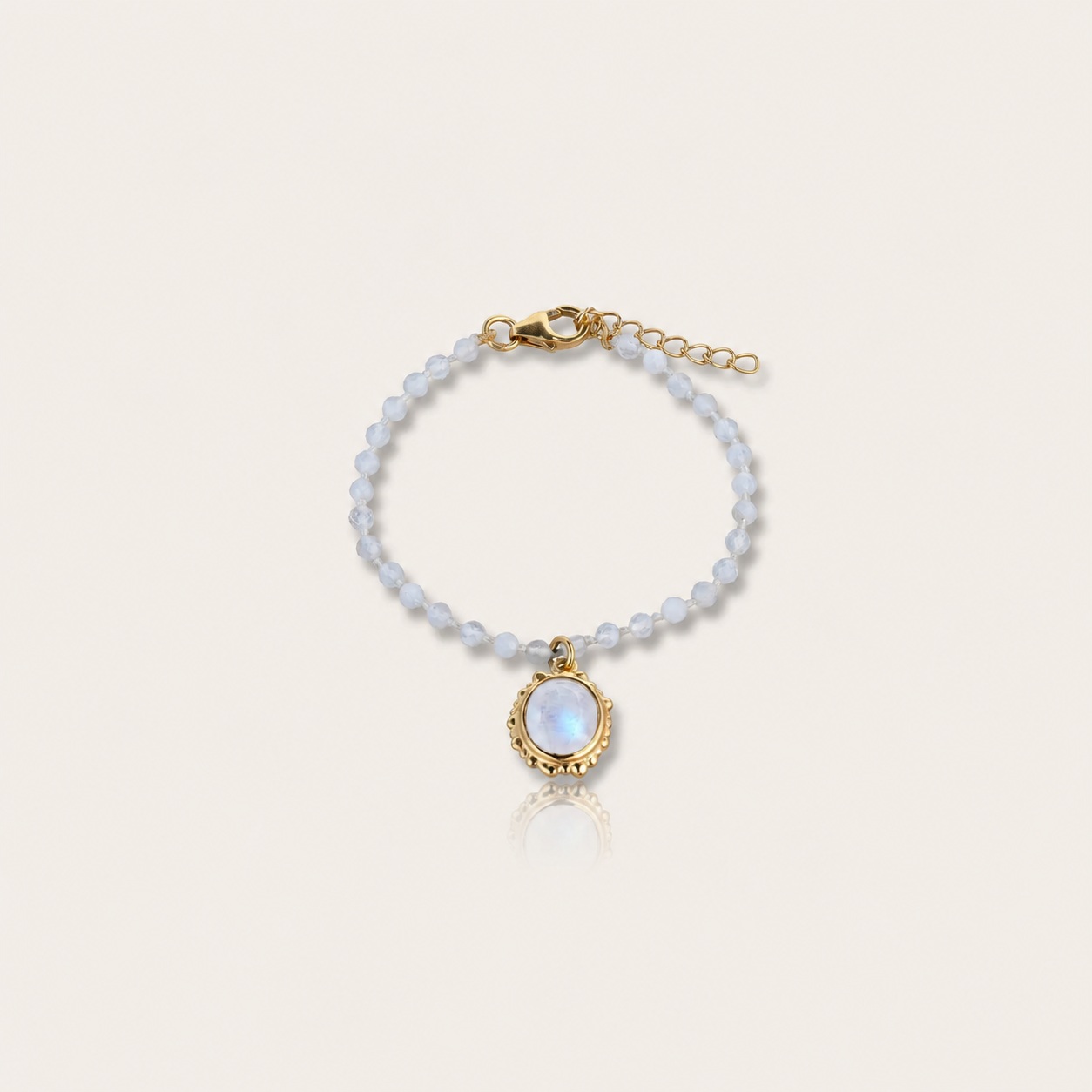 Moonlit Mirror Bracelet with Rainbow Moonstone