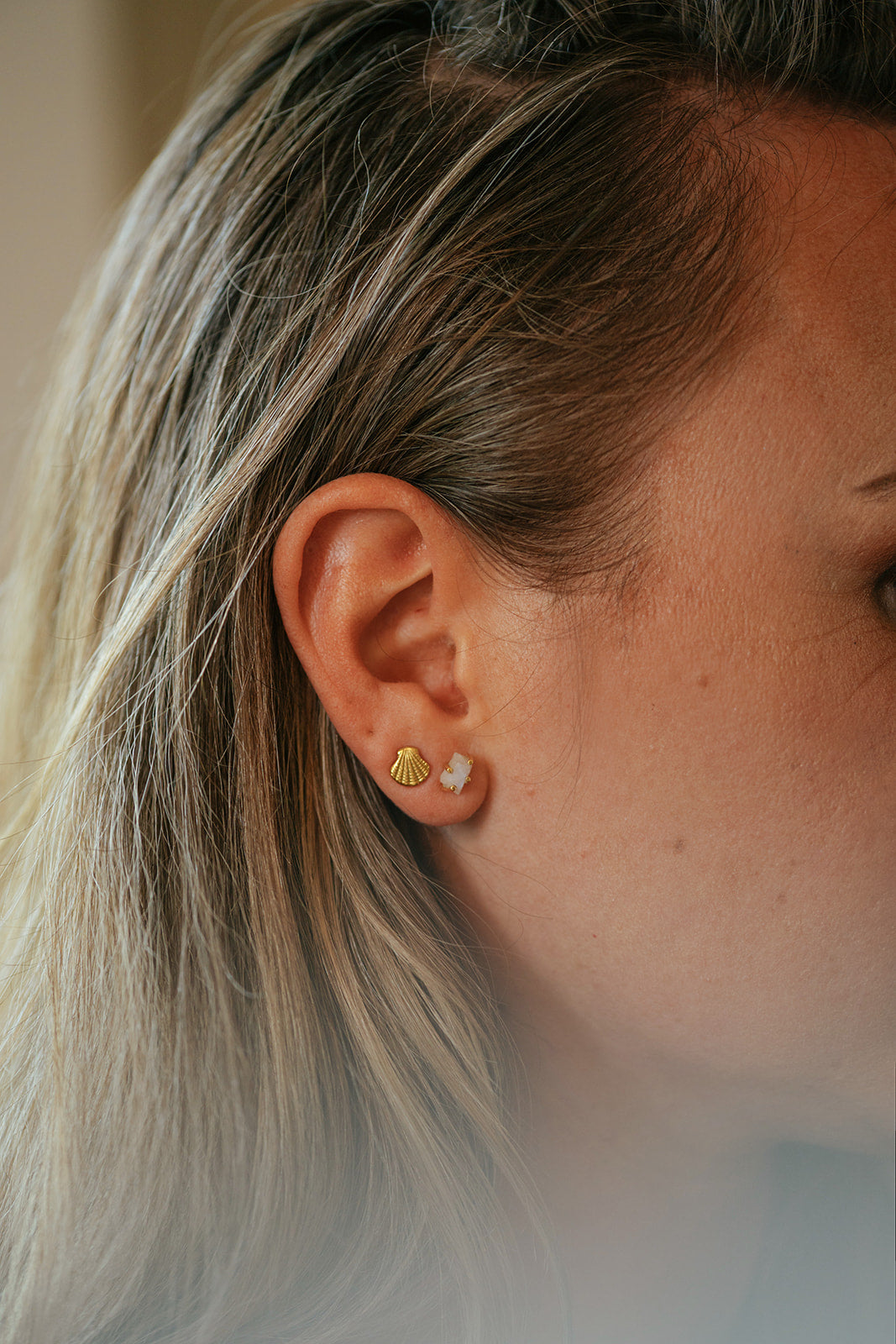 Sacred Siren Earring Stack with Rainbow Moonstone